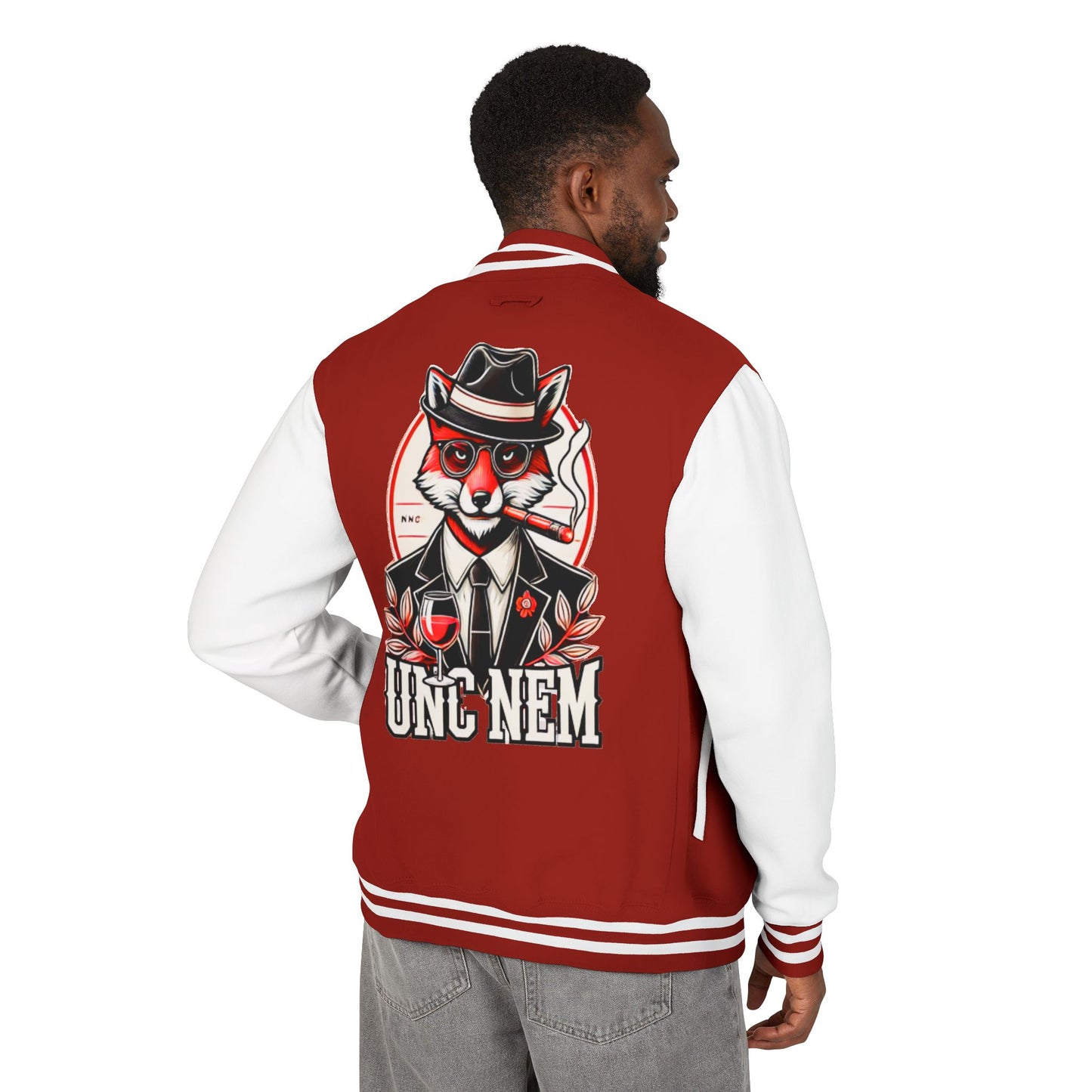 Unisex Heavyweight UNC NEM Letterman Jacket, Cozy College Spirit Wear, Vintage Athletic Style