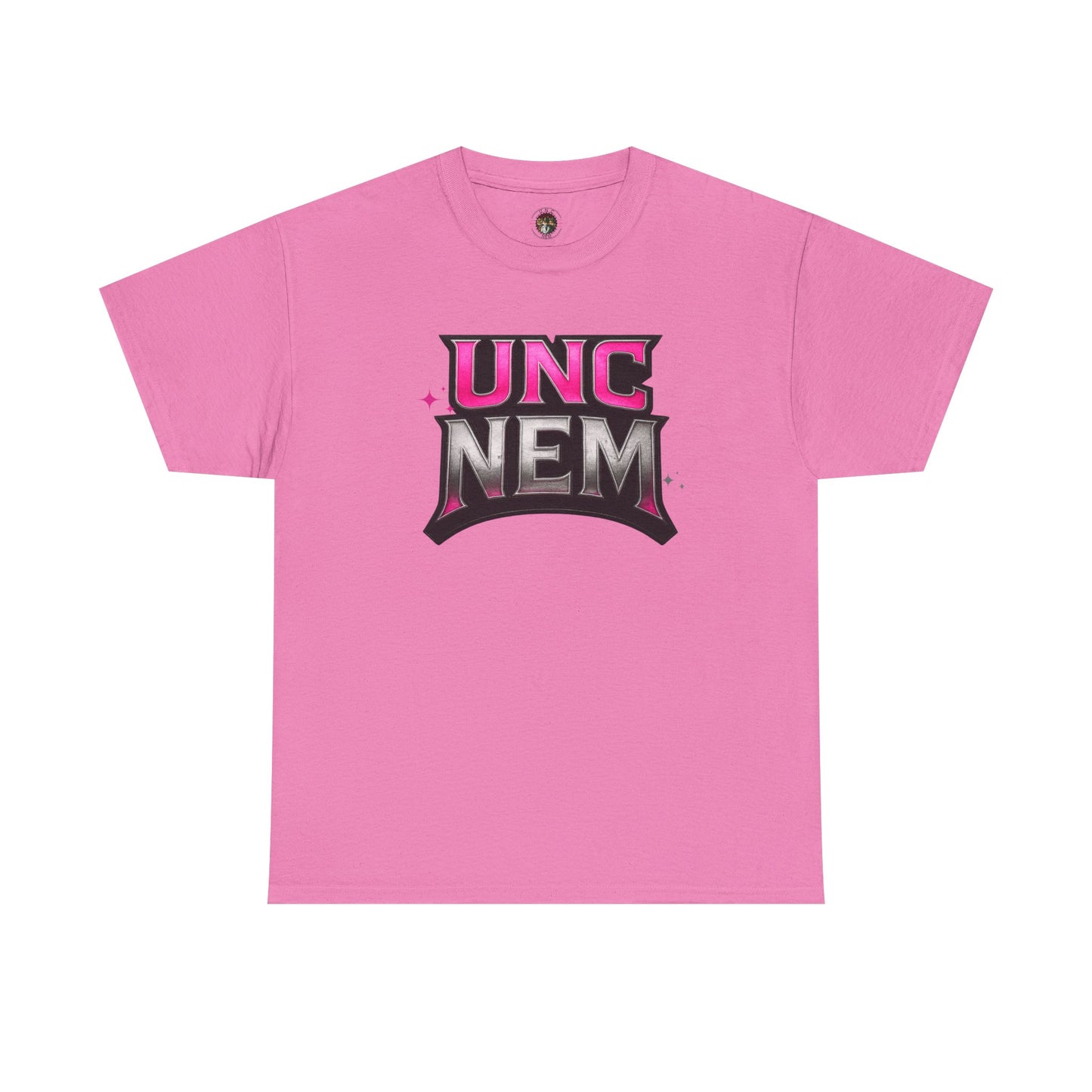 Woman's UNC NEM Graphic Tee — Retro Pink & Black Logo Shirt