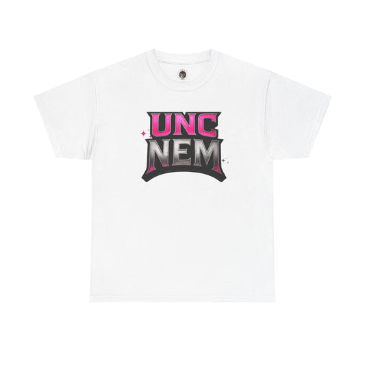 Woman's UNC NEM Graphic Tee — Retro Pink & Black Logo Shirt