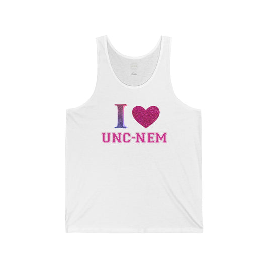 I Love UNC-NEM Unisex Jersey Tank Top, Casual Trendy Summer Wear
