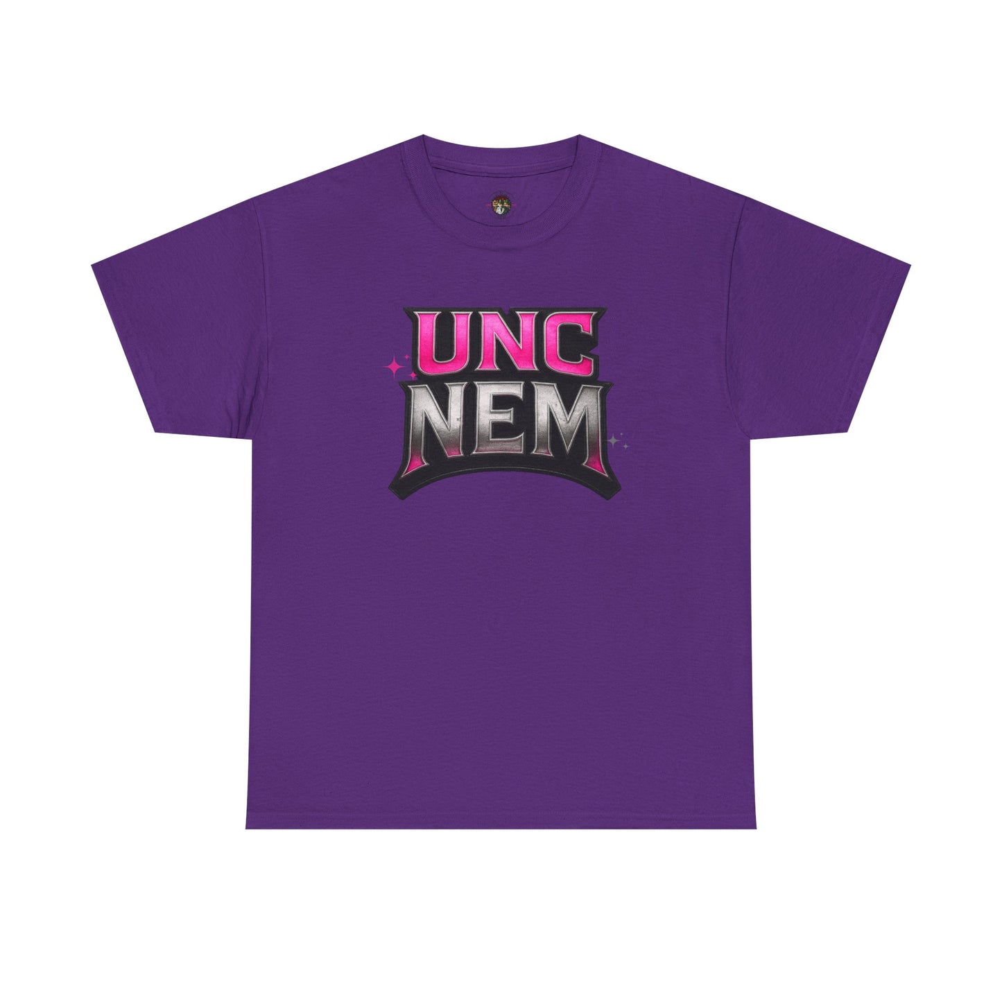 Woman's UNC NEM Graphic Tee — Retro Pink & Black Logo Shirt
