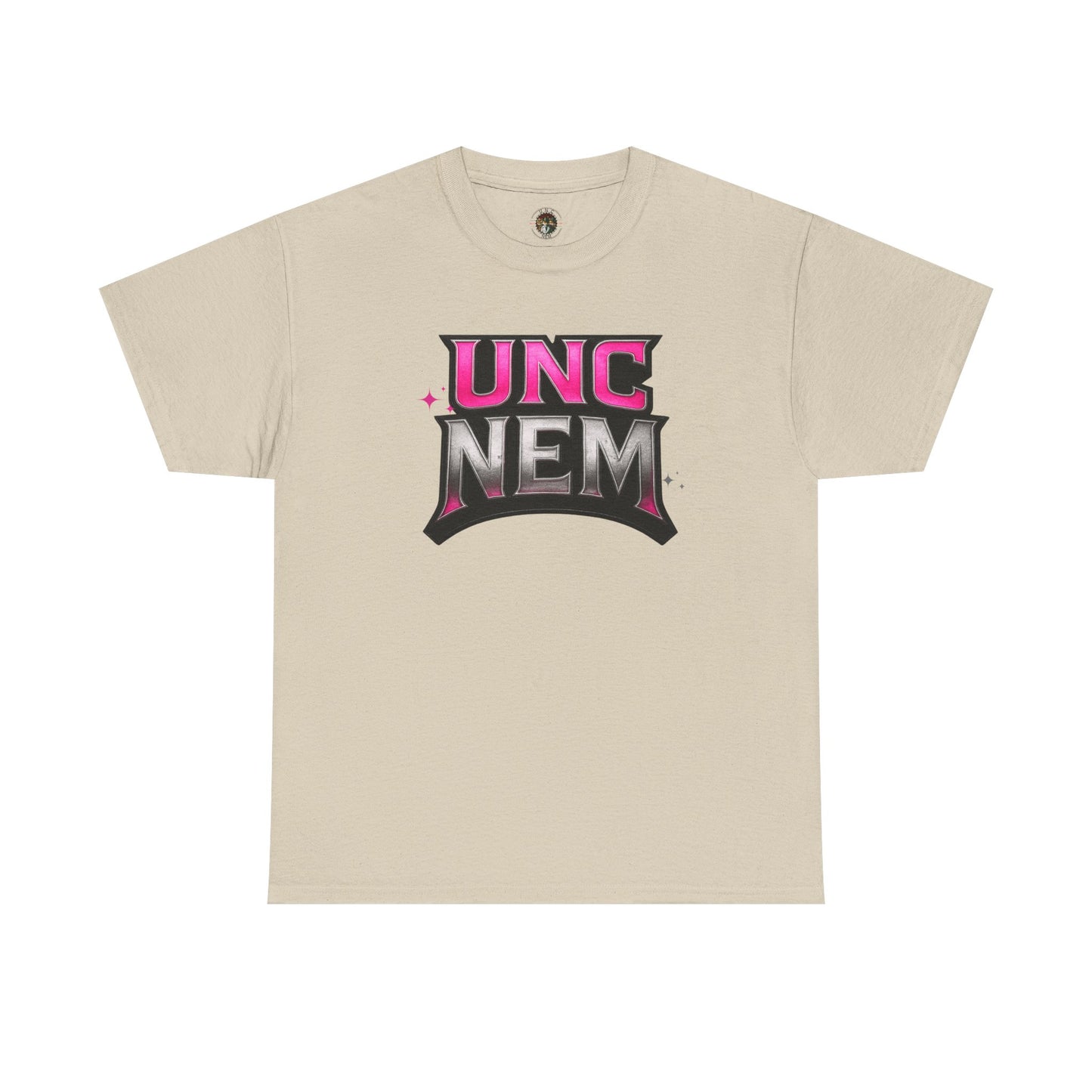 Woman's UNC NEM Graphic Tee — Retro Pink & Black Logo Shirt