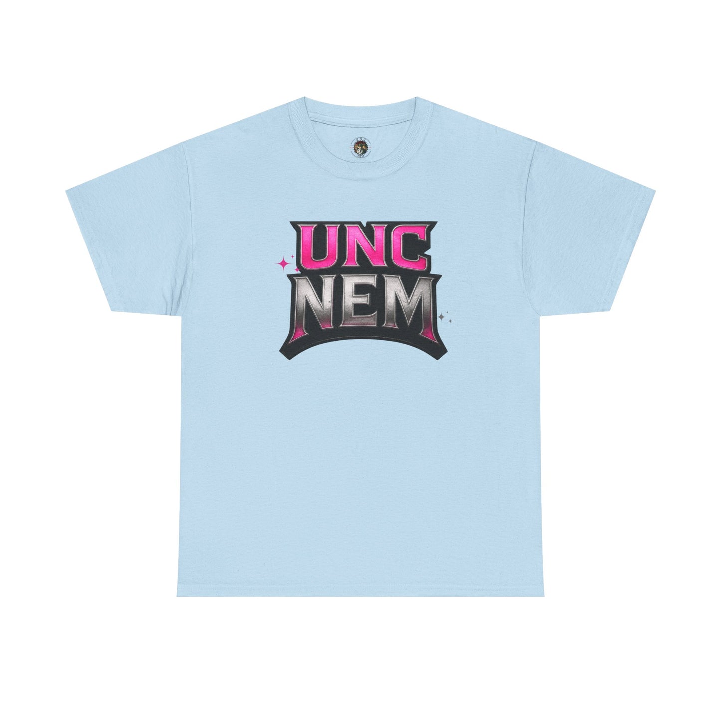 Woman's UNC NEM Graphic Tee — Retro Pink & Black Logo Shirt