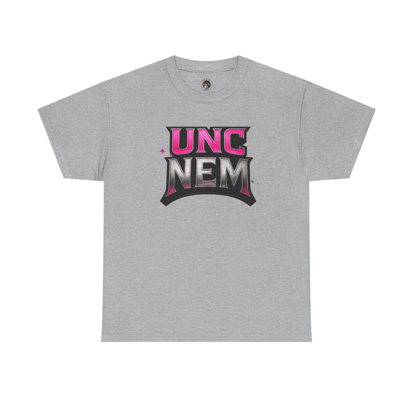 Woman's UNC NEM Graphic Tee — Retro Pink & Black Logo Shirt