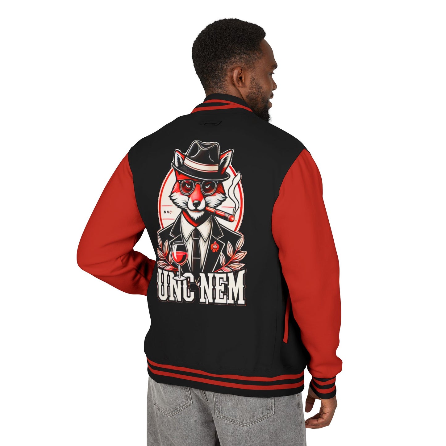 Unisex Heavyweight UNC NEM Letterman Jacket, Cozy College Spirit Wear, Vintage Athletic Style